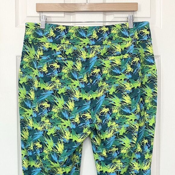 Soft Surroundings Size Large Superla Pull On Pants Skinny Abstract Green Blue - Picture 6 of 9